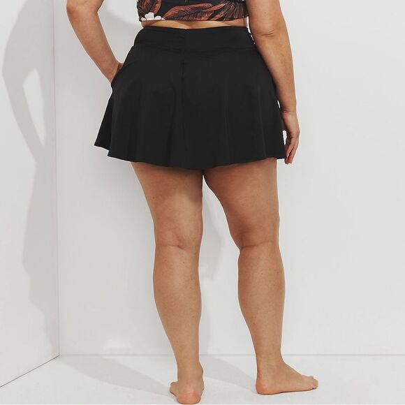 Land's End Plus Size Tulip Hem High Waist Swim Skort bottoms Skirt Black Var - Picture 9 of 9